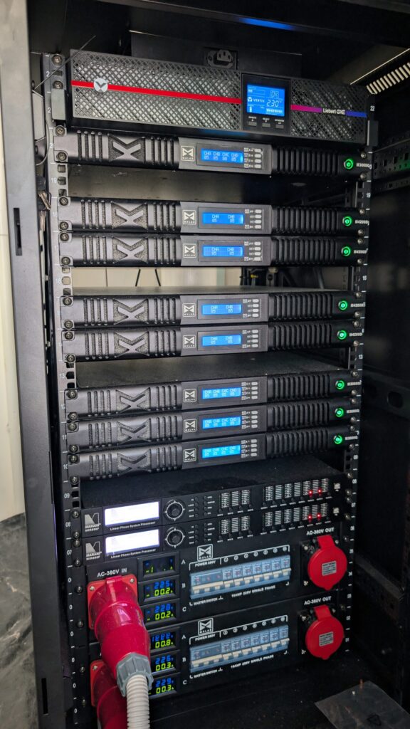 nightclub sound system Thailand amplifier rack and DSP processing